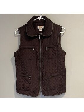 Talbots Quilted Chocolate Vest Size Small